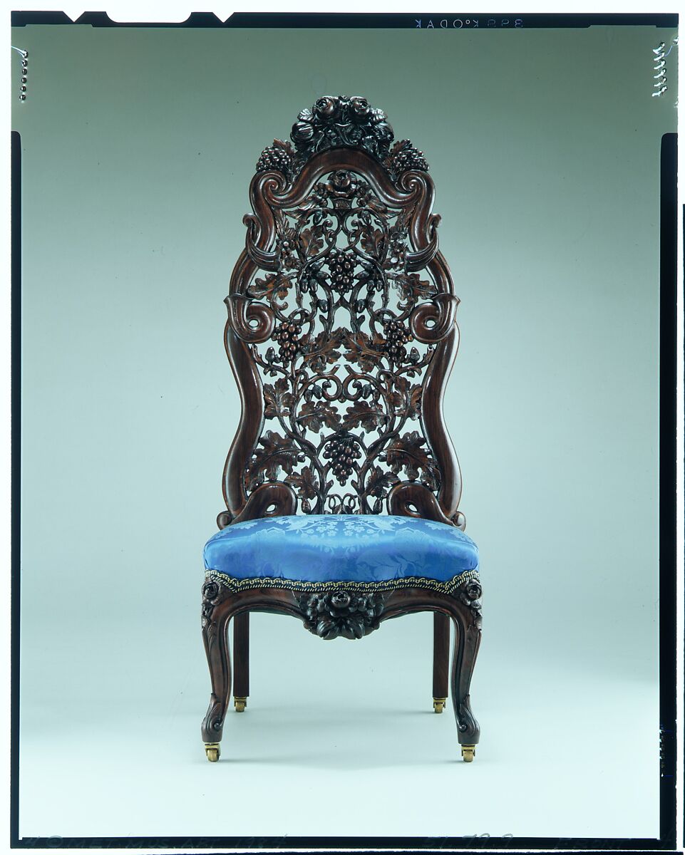 Slipper Chair, John Henry Belter (American, born Germany 1804-1863 New York), Rosewood, ash (secondary wood), modern upholstery, American