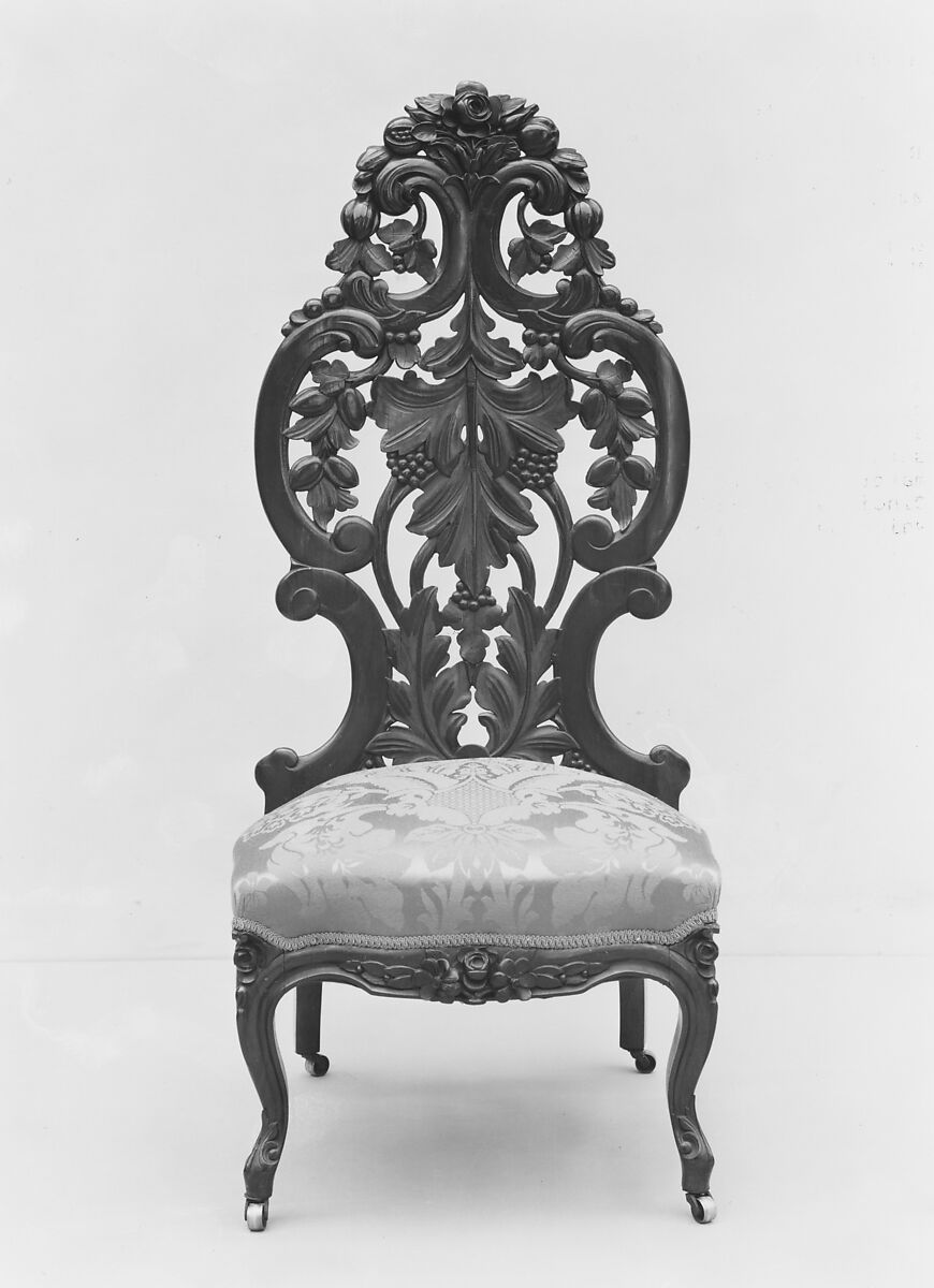 Slipper Chair, John Henry Belter (American, born Germany 1804-1863 New York), Rosewood, ash, American 