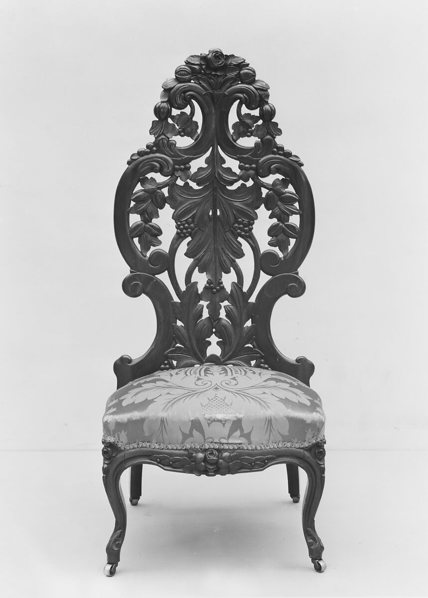 Slipper Chair, John Henry Belter (American, born Germany 1804-1863 New York), Rosewood, ash, American 