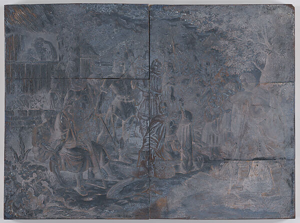 Unidentified Scene, from a series on the Swiss Peasant's Revolt of 1653, Rudolf Buri (Swiss, Bern 1835-1878), Woodblock for wood-engraving (xylograph)