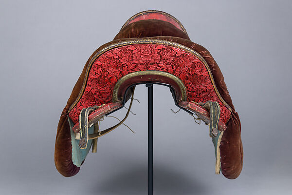 Imperial Saddle and Stirrups with Bridle, Lacquer, wood, gold, copper alloy, iron, leather, textile (silk, velvet, horsehair), Chinese