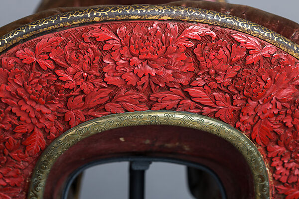 Imperial Saddle and Stirrups with Bridle, Lacquer, wood, gold, copper alloy, iron, leather, textile (silk, velvet, horsehair), Chinese