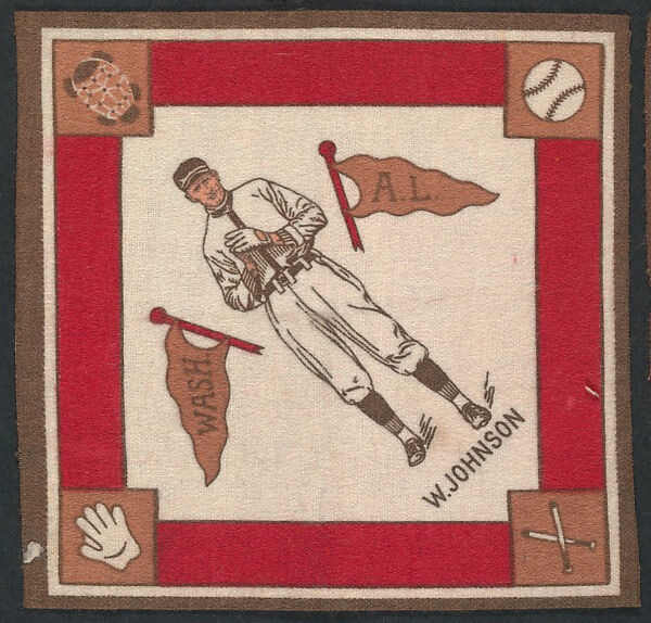 Walter Johnson, Washington, American League from Baseball Players Felt Blanket series (B18), Printed felt 
