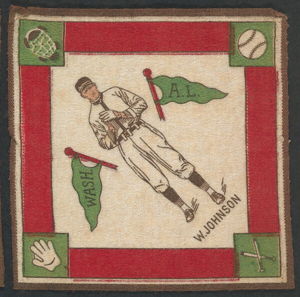 Walter Johnson, Washington, American League from Baseball Players Felt Blanket series (B18), Printed felt 
