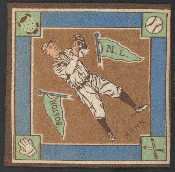 Les Mann, Boston, National League from Baseball Players Felt Blanket series (B18), Printed felt 