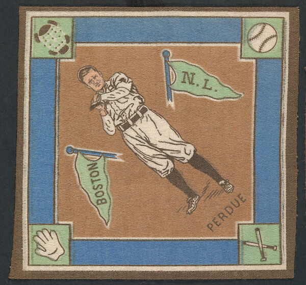 Hub Perdue, Boston, National League from Baseball Players Felt Blanket series (B18), Printed felt 