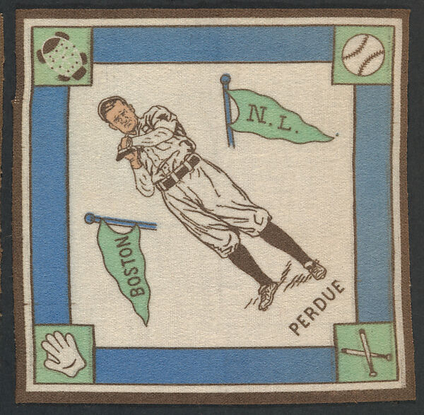 Hub Perdue, Boston, National League from Baseball Players Felt Blanket series (B18), Printed felt 