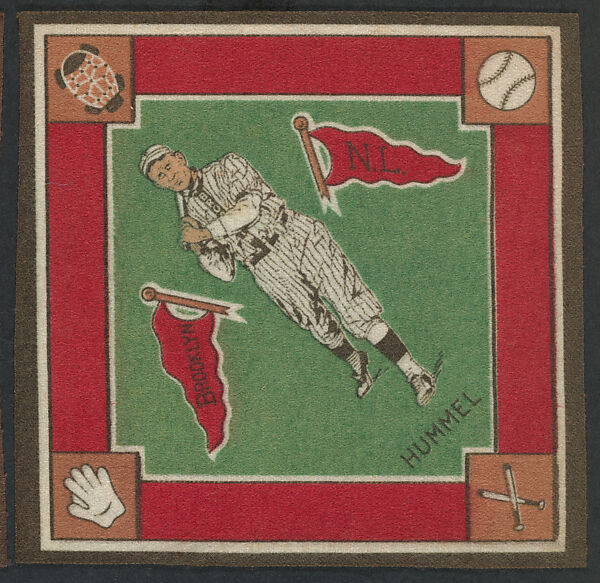 John Hummel, Brooklyn, National League from Baseball Players Felt Blanket series (B18), Printed felt 