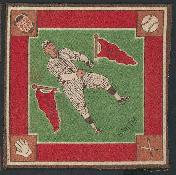 Red Smith, Brooklyn, National League from Baseball Players Felt Blanket series (B18), Printed felt 