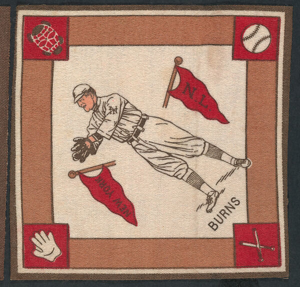 George Burns, New York, National League from Baseball Players Felt Blanket series (B18), Printed felt 