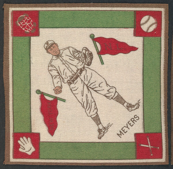 Chief Meyers, New York, National League from Baseball Players Felt Blanket series (B18), Printed felt 