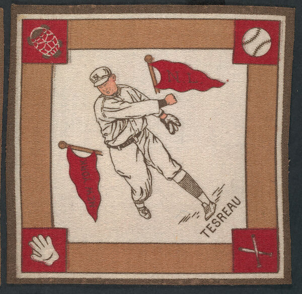 Jeff Tesreau, New York, National League from Baseball Players Felt Blanket series (B18), Printed felt 