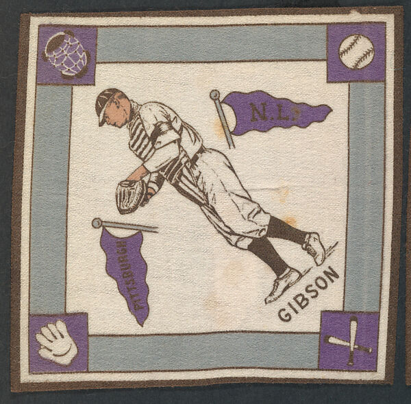 George Gibson, Pittsburgh, National League from Baseball Players Felt Blanket series (B18), Printed felt 