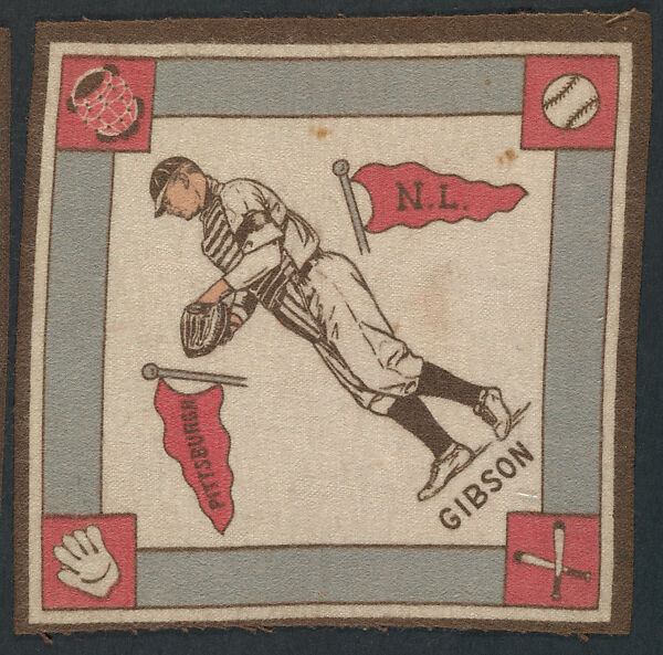 George Gibson, Pittsburgh, National League from Baseball Players Felt Blanket series (B18), Printed felt 
