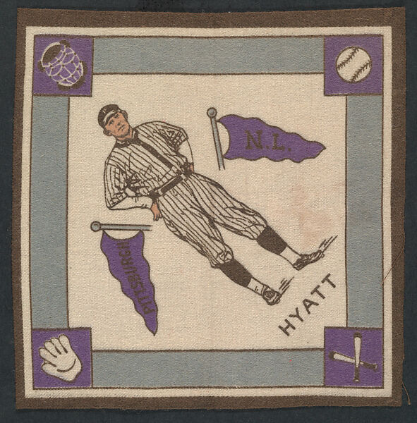 Ham Hyatt, Pittsburgh, National League from Baseball Players Felt Blanket series (B18), Printed felt 