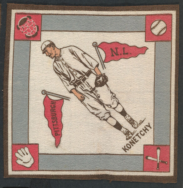 Ed Konetchy, Pittsburgh, National League from Baseball Players Felt Blanket series (B18), Printed felt 