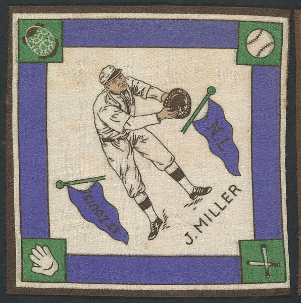 J. Miller, St. Louis, National League from Baseball Players Felt Blanket series (B18), Printed felt 