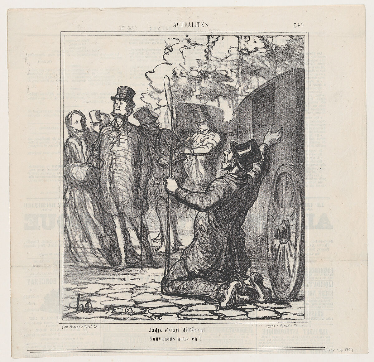 In the past it was different. Let us try to remember, from 'News of the day,' published in Le Charivari, November 29, 1867, Honoré Daumier (French, Marseilles 1808–1879 Valmondois), Lithograph on newsprint; second state of two (Delteil) 