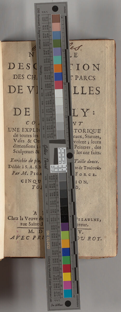 Nouvelle description des chateaux et parcs de Versailles et de Marly : contenant une explication historique de toutes les peintures, tableaux, statues, vases & ornemens qui s'y voient : leurs dimensions : & les noms des peintres, des sculpteurs & des graveurs qui les ont faits, Jean-Aimar Piganiol de La Force (1673–1753)