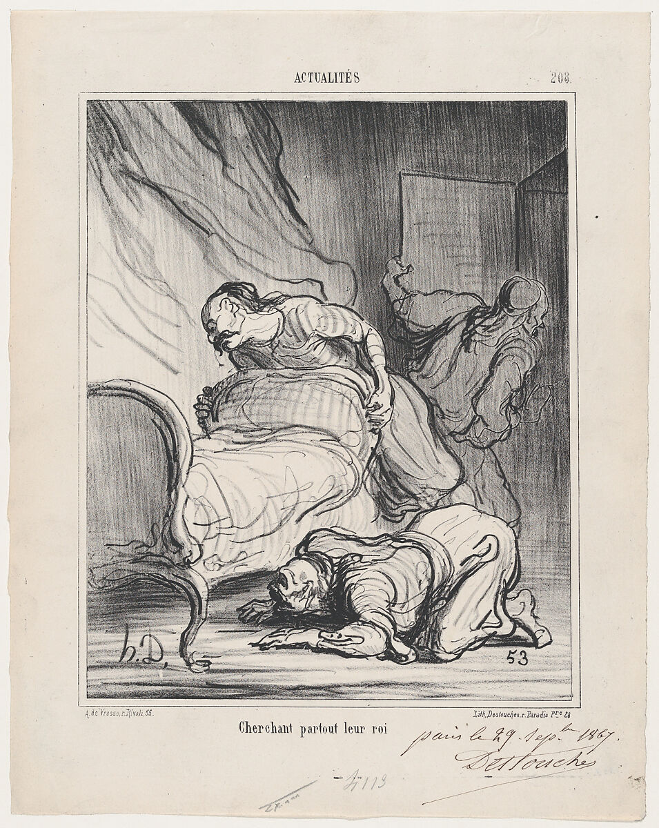 Honoré Daumier | Looking everywhere for their king, from 'News of the ...