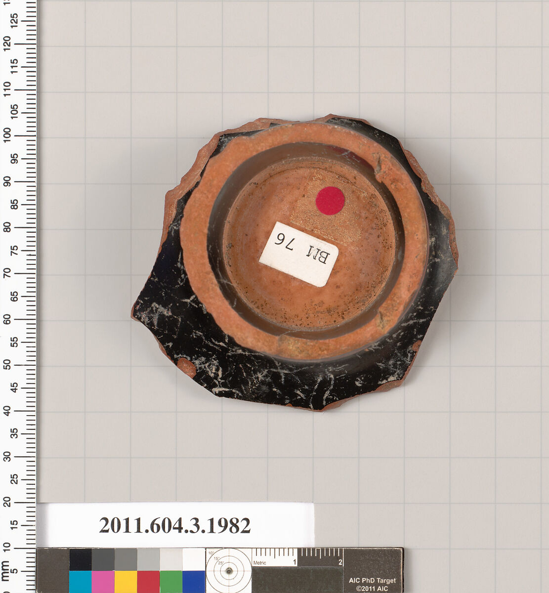 Terracotta fragment of a kylix (drinking cup), Terracotta, Greek, Attic