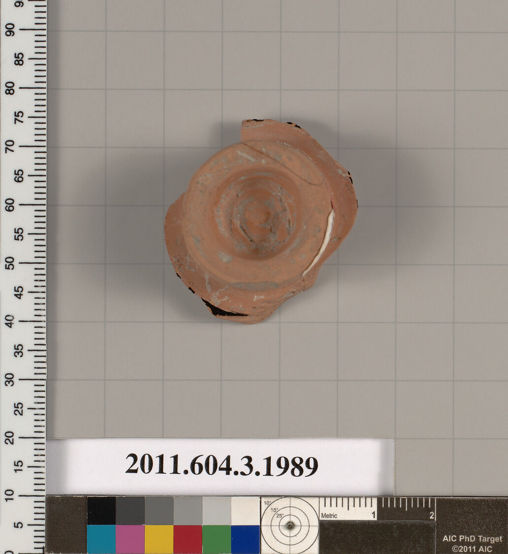 Terracotta fragment of a kylix (drinking cup)?, Terracotta, Greek, Attic