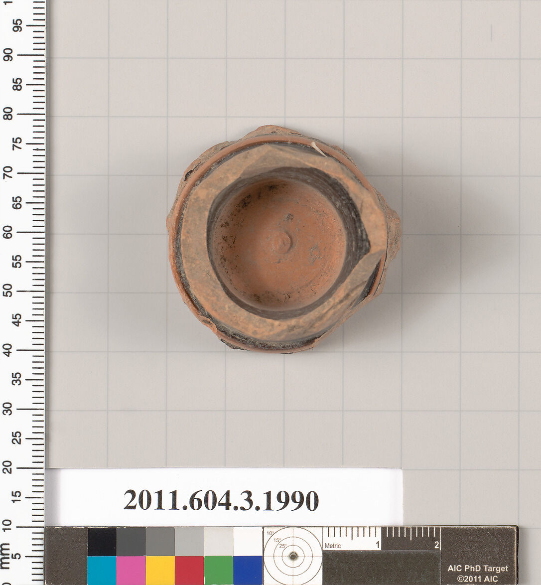 Terracotta fragment of a kylix (drinking cup), Terracotta, Greek, Attic