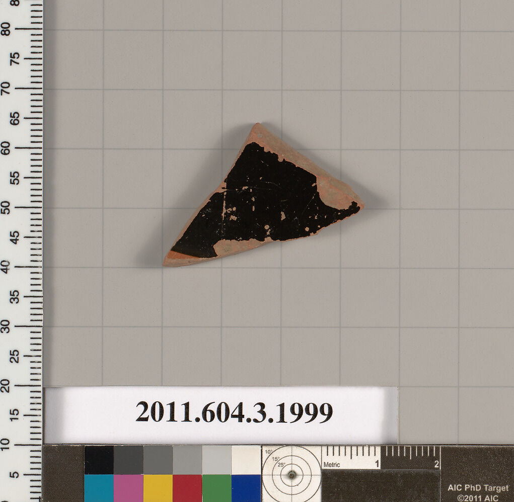 Terracotta fragment of a kylix (drinking cup), Terracotta, Greek, Attic