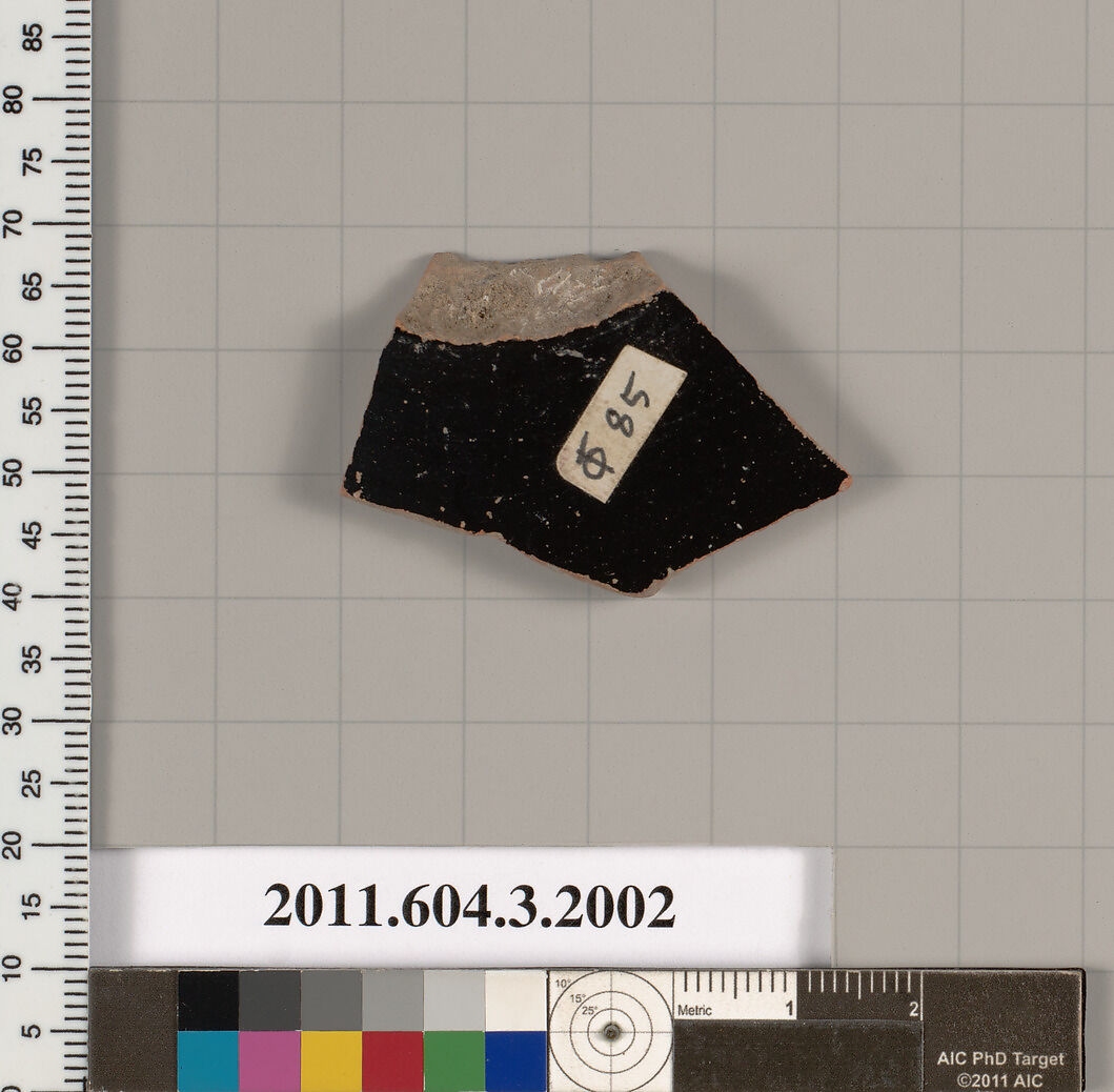 Terracotta fragment of a kylix (drinking cup), Terracotta, Greek, Attic