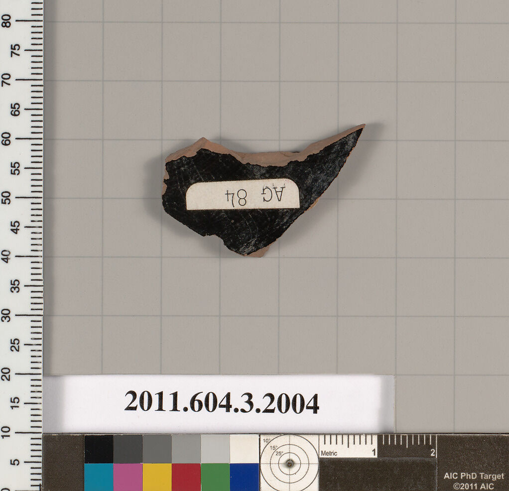 Terracotta fragment of a kylix (drinking cup), Terracotta, Greek, Attic