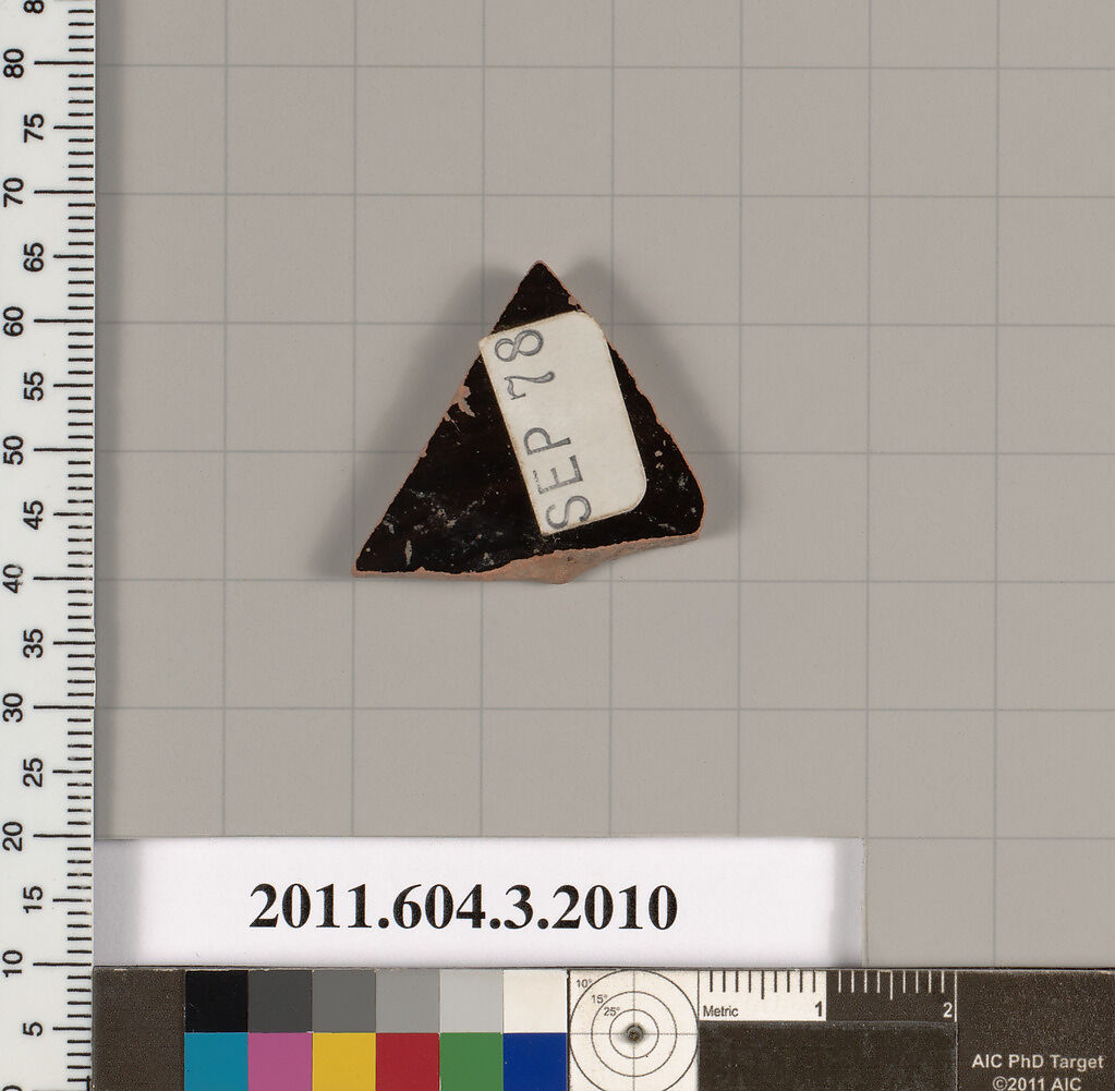 Terracotta fragment of a kylix (drinking cup), Terracotta, Greek, Attic