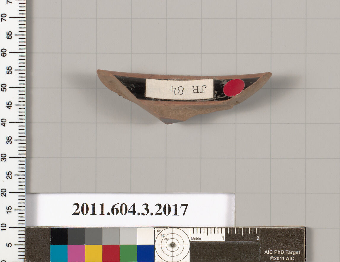 Terracotta fragment of a kylix (drinking cup)?, Terracotta, Greek, Attic