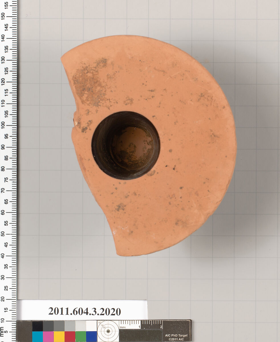 Terracotta fragment of a kylix (drinking cup), Terracotta, Greek, Attic