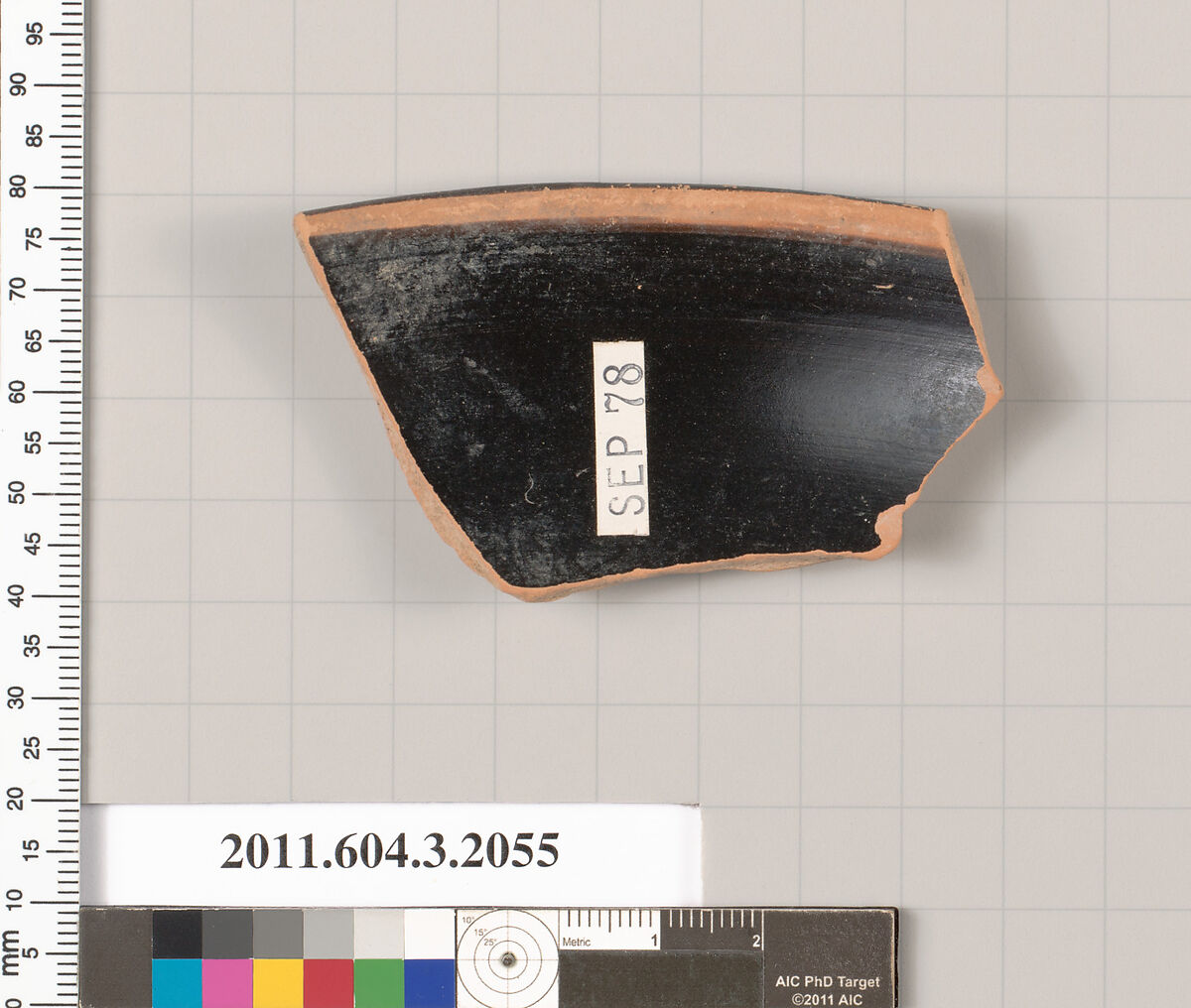 Terracotta rim fragment of a kylix (drinking cup), Terracotta, Greek, Attic