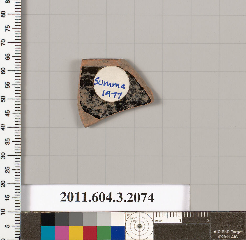 Terracotta rim fragment of a kylix (drinking cup), Terracotta, Greek, Attic