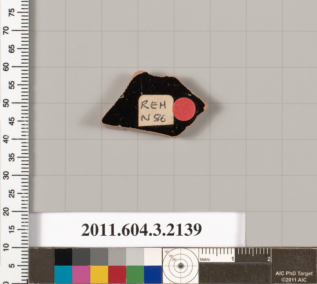 Terracotta fragment of a kylix (drinking cup), Terracotta, Greek, Attic