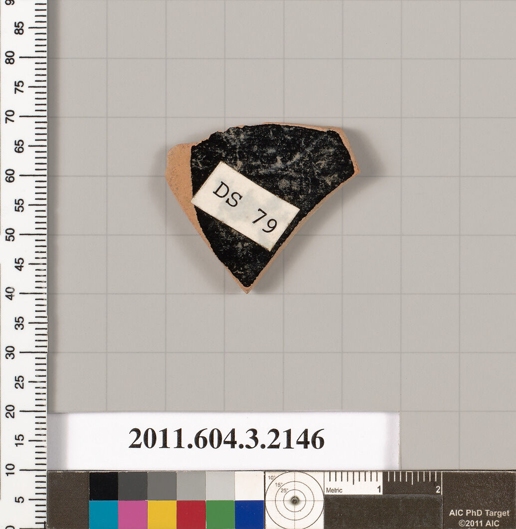 Terracotta fragment of a kylix (drinking cup), Terracotta, Greek, Attic