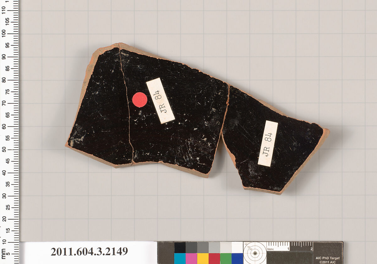 Terracotta fragment of a kylix (drinking cup), Terracotta, Greek, Attic