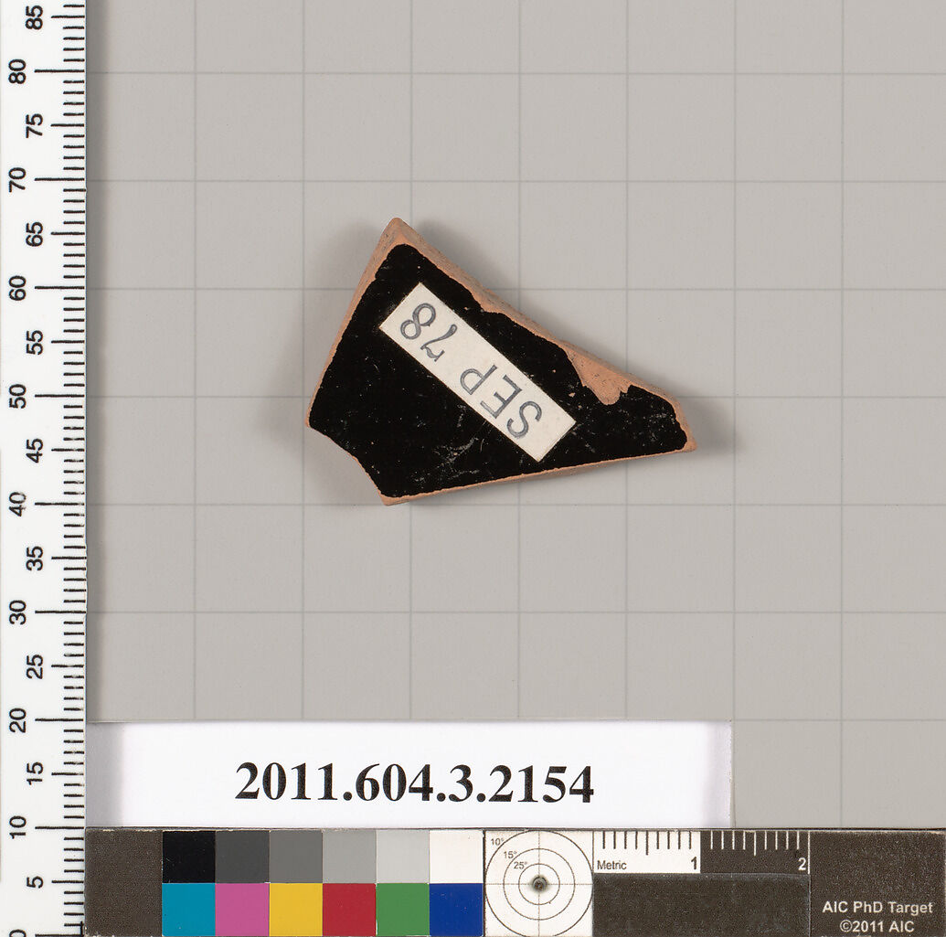 Terracotta fragment of a kylix (drinking cup), Terracotta, Greek, Attic