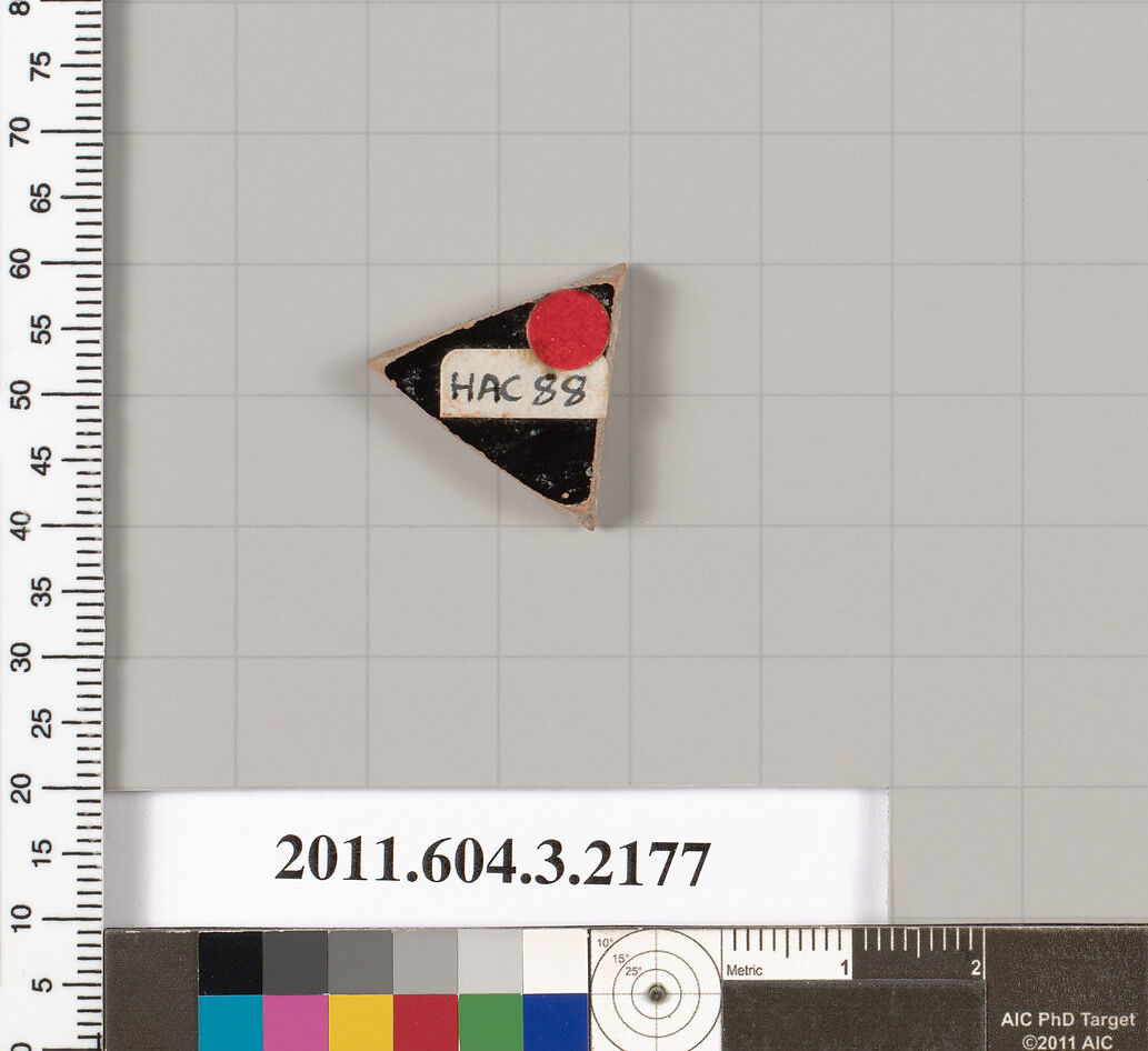 Terracotta fragment of a kylix (drinking cup), Terracotta, Greek, Attic