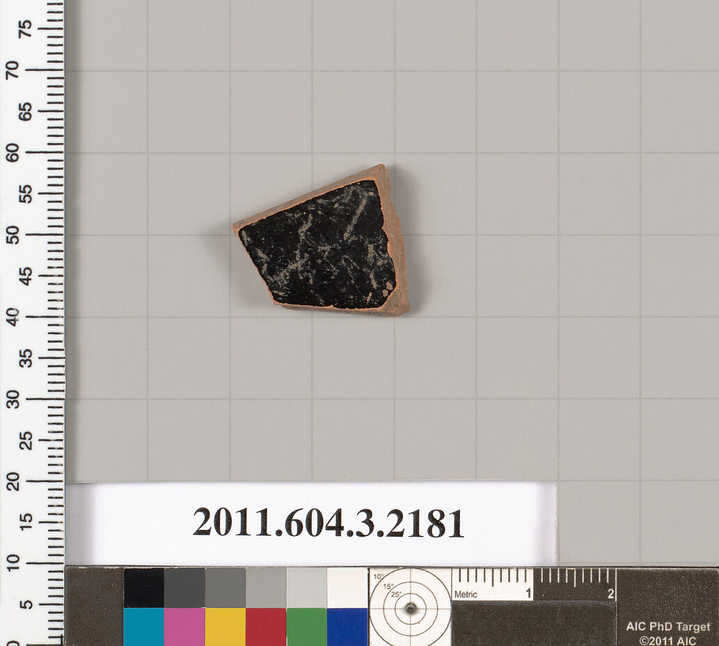 Terracotta fragment of a kylix (drinking cup), Terracotta, Greek, Attic