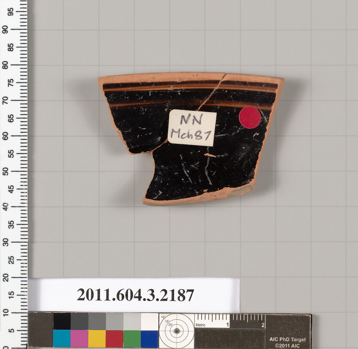 Terracotta rim fragment of a kylix (drinking cup), Terracotta, Greek, Attic