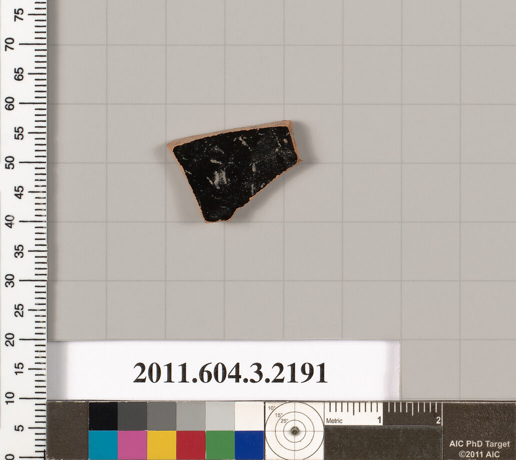 Terracotta fragment of a kylix (drinking cup), Terracotta, Greek, Attic