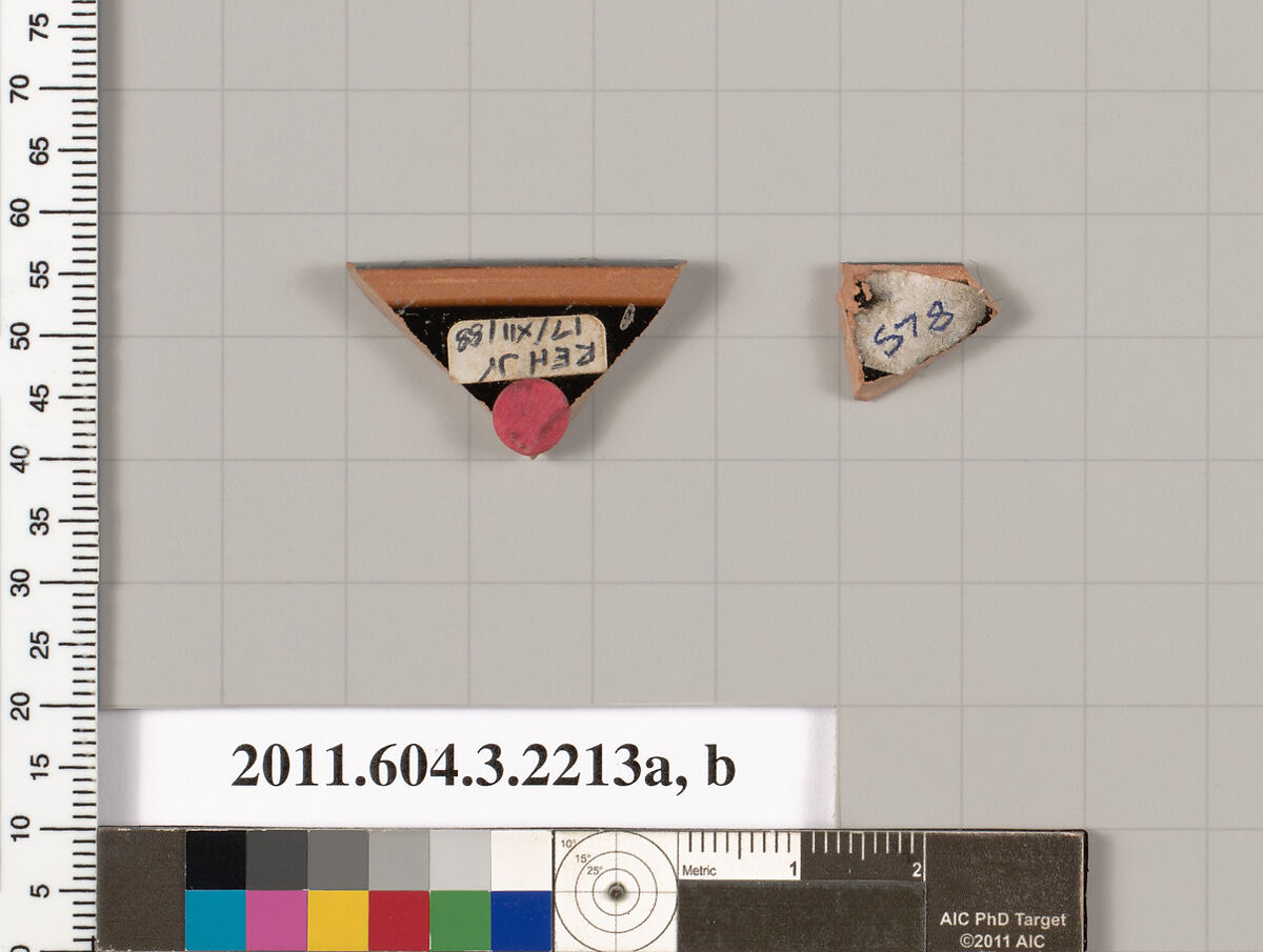 Terracotta rim fragments of kylikes (drinking cups), Terracotta, Greek, Attic