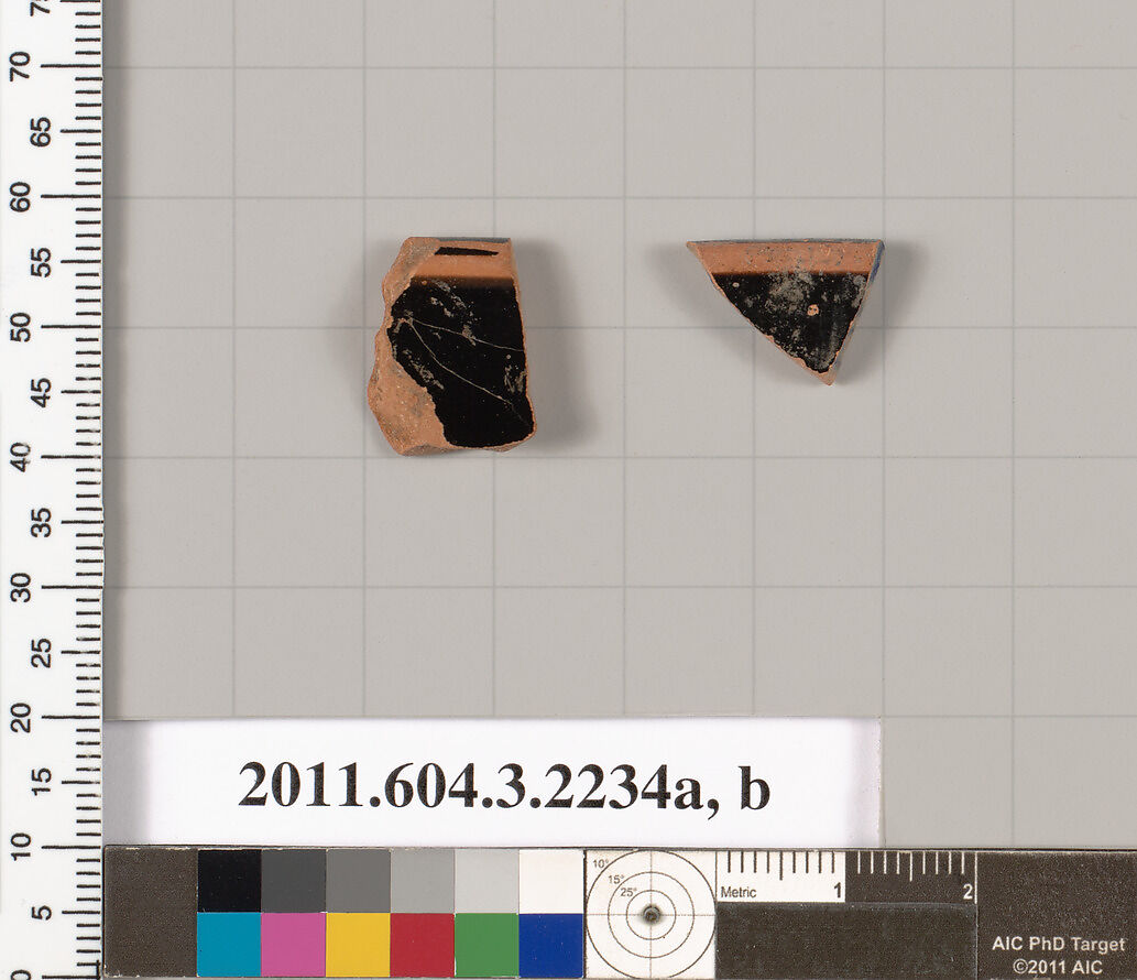 Terracotta rim fragments of kylikes (drinking cups), Terracotta, Greek, Attic