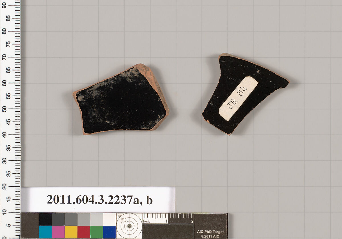 Terracotta fragments of kylikes (drinking cups), Terracotta, Greek, Attic
