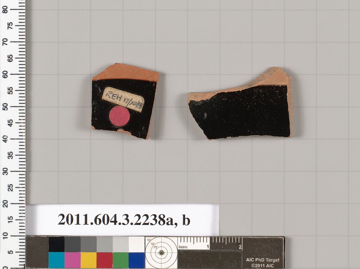Terracotta fragments of kylikes (drinking cups), Terracotta, Greek, Attic