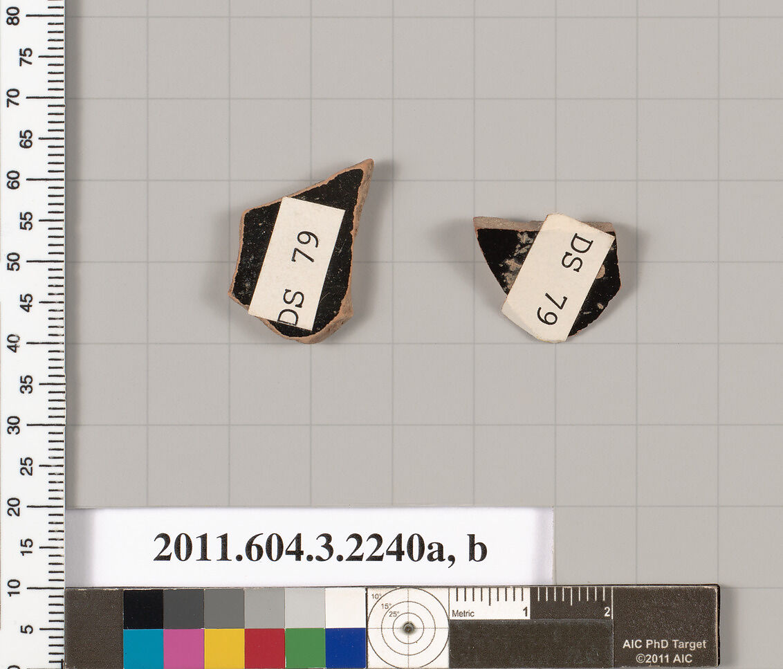 Terracotta fragments of kylikes (drinking cups), Terracotta, Greek, Attic