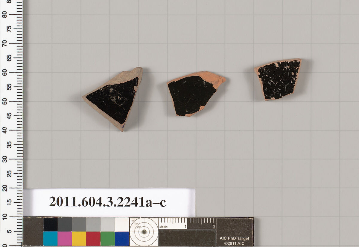 Terracotta fragments of kylikes (drinking cups), Terracotta, Greek, Attic