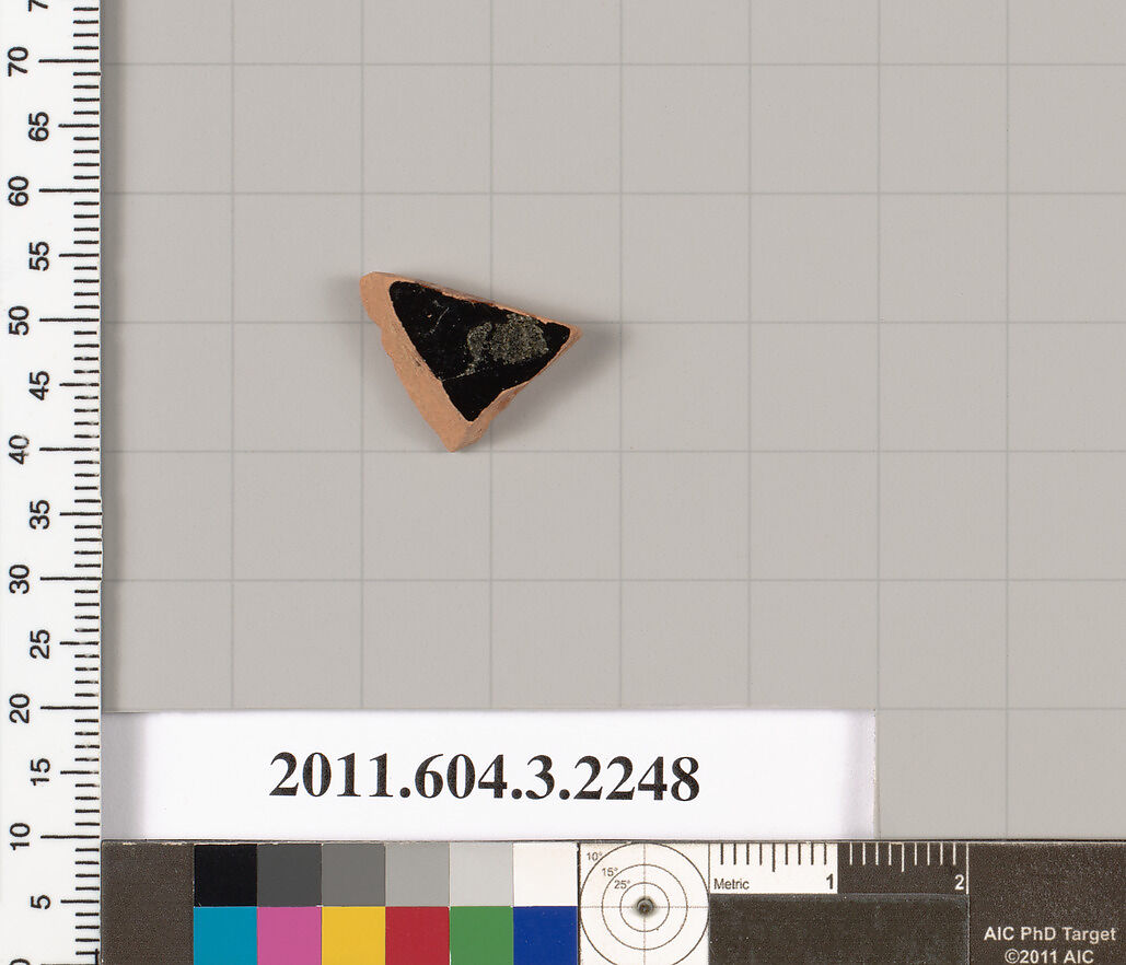 Terracotta fragment of a kylix (drinking cup), Terracotta, Greek, Attic